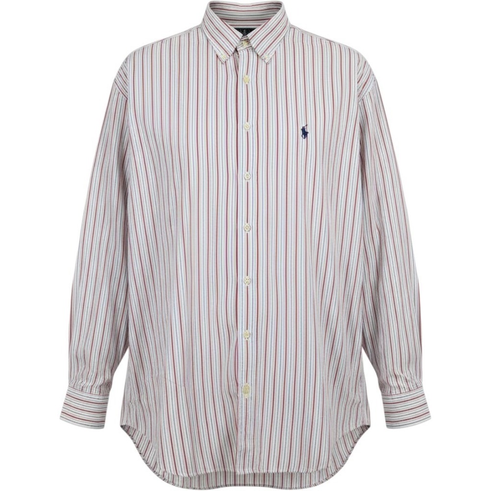 Vintage Ralph Lauren Shirt Mens 17.5 Striped 34/35 Cotton Pony Blue-NWT